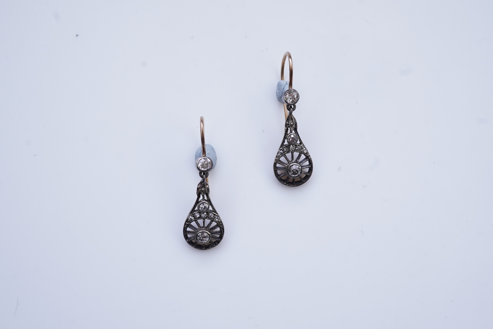 A pair of diamond earrings